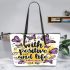 with positive mind vibes and life Leather Tote Bag