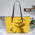 Yellow grinchy broke his front teeth drinking coffee leather tote bag