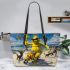 yellow grinchy with black sunglass ride motorbike Leather Tote Bag