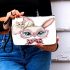 Cute cartoon bunny with pink heart shaped glasses makeup bag