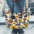 Pattern of flowers and mushroom in the style of maru aronson Leather Tote Bag, Totes, Crossbody, Purse: Bag Gift Idea for Girlfriend, Sitter, Birthday, Women ,Daughter, Mama, Ladies