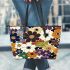 Flowers in the style of maru aronson Leather Tote Bag, Totes, Crossbody, Purse: Bag Gift Idea for Girlfriend, Sitter, Birthday, Women ,Daughter, Mama, Ladies