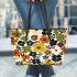 Flowers in the style of maru aronson Leather Tote Bag, Totes, Crossbody, Purse: Bag Gift Idea for Girlfriend, Sitter, Birthday, Women ,Daughter, Mama, Ladies