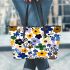 Flowers in the style of maru aronson different colors Leather Tote Bag, Totes, Crossbody, Purse: Bag Gift Idea for Girlfriend, Sitter, Birthday, Women ,Daughter, Mama, Ladies