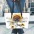 A watercolor illustration of dragonfly with sunflowers leather Chic Stylish Tote Bag & Women Totes: Perfect Gift for Girlfriend | Crossbody, Purse, Handbag