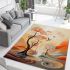 Abstract birds in utopian landscape creation area rugs carpet