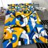 Abstract blue and yellow geometric masterpiece bedding set