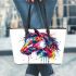 Abstract colorful horse head leather tote bag
