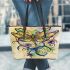 Abstract dragonfly with swirls and flowers leather Chic Stylish Tote Bag & Women Totes: Perfect Gift for Girlfriend | Crossbody, Purse, Handbag