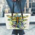 Abstract dragonfly with swirls and flowers leather Chic Stylish Tote Bag & Women Totes: Perfect Gift for Girlfriend | Crossbody, Purse, Handbag