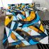 Abstract graffiti shapes and lines in blue bedding set