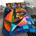 Abstract painting of fish vibrant colors geometric bedding set