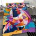Abstract rooster colorful geometric abstract minimalist bedding set