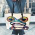 Acrylic painting of a funny frog wearing big glasses leaather tote bag