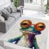 Acrylic painting of a funny frog wearing big glasses area rugs carpet