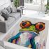 Acrylic painting of frog wearing glasses area rugs carpet