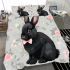 Adorable black rabbit with pink ears bedding set