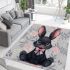 Adorable black rabbit with pink ears area rugs carpet