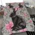 Adorable black rabbit with pink ears bedding set