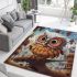 Adorable cartoon owl in lush forest area rugs carpet