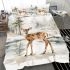 Adorable fawn standing in the snow bedding set