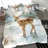 Adorable fawn standing in the snow bedding set