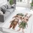 Adorable happy baby bunny couple in green area rugs carpet