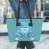 Adorable sitting blue tree frog wearing sneakers leaather tote bag