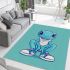 Adorable sitting blue tree frog wearing sneakers area rugs carpet