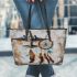 Airplan and dream catcher leather tote bag