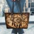 American old map and dream catcher leather tote bag