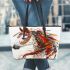 American paint horse adorned with native inspired regalia leather tote bag