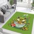 An adorable green frog eating ramen noodles area rugs carpet