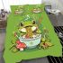 An adorable green frog eating ramen noodles bedding set