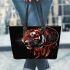 Angry tiger with dream catcher leather tote bag