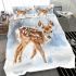 Baby deer in the snow bedding set