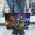 baby grinchy smile and dancing skeleton king Leather Tote Bag