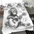 Baby monkey surfs with guitar and musical notes by children's bedding set