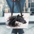 Beautiful black horse leather tote bag