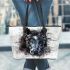 Beautiful black horse head leather tote bag