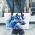 Beautiful blue horse painted in watercolor leather tote bag