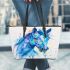 Beautiful blue horse painted in watercolor leather tote bag