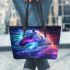 Beautiful colorful horse with long hair leather tote bag