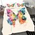 Beautiful colorful watercolor illustration of an abstract butterfly bedding set