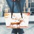 Beautiful deer autumn leaves flying leather totee bag