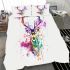 Beautiful deer head watercolor splashes of paint bedding set