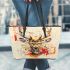 Beautiful deer head watercolor splatter leather totee bag