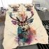 Beautiful deer head watercolor splatter bedding set