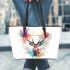 Beautiful deer head with antlers leather totee bag