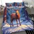 Beautiful deer in the winter forest bedding set